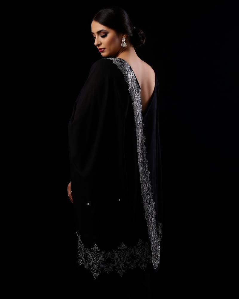 Midnight Sequin Saree